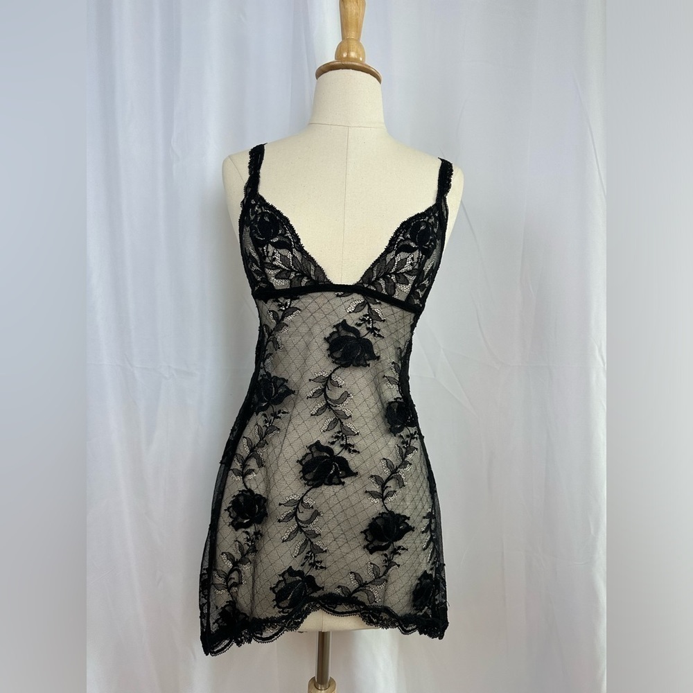 Brand New La Perla Black Floral Lace Chemise Sz 1